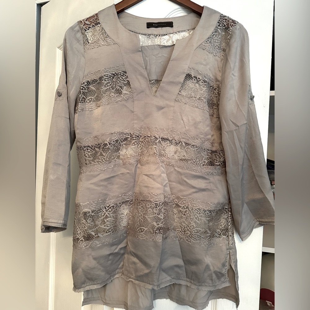 BCBGMAXAZRIA women’s ERID LUNA lace tunic top blouse Size XS 3/4 sleeve